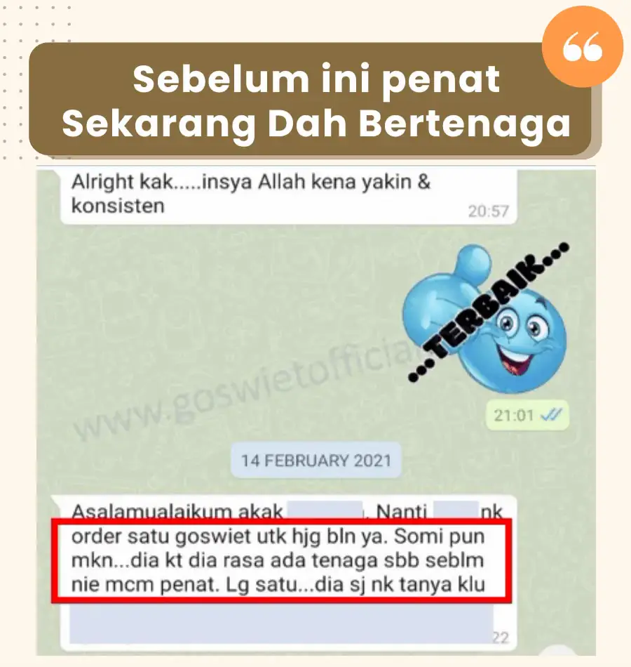 Testimoni: sebelum ini penat, sekarang bertenaga