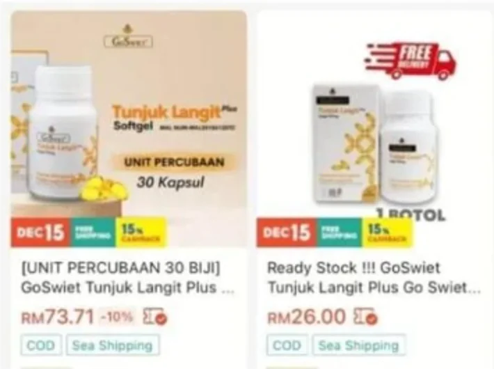 Contoh penjualan di Shopee