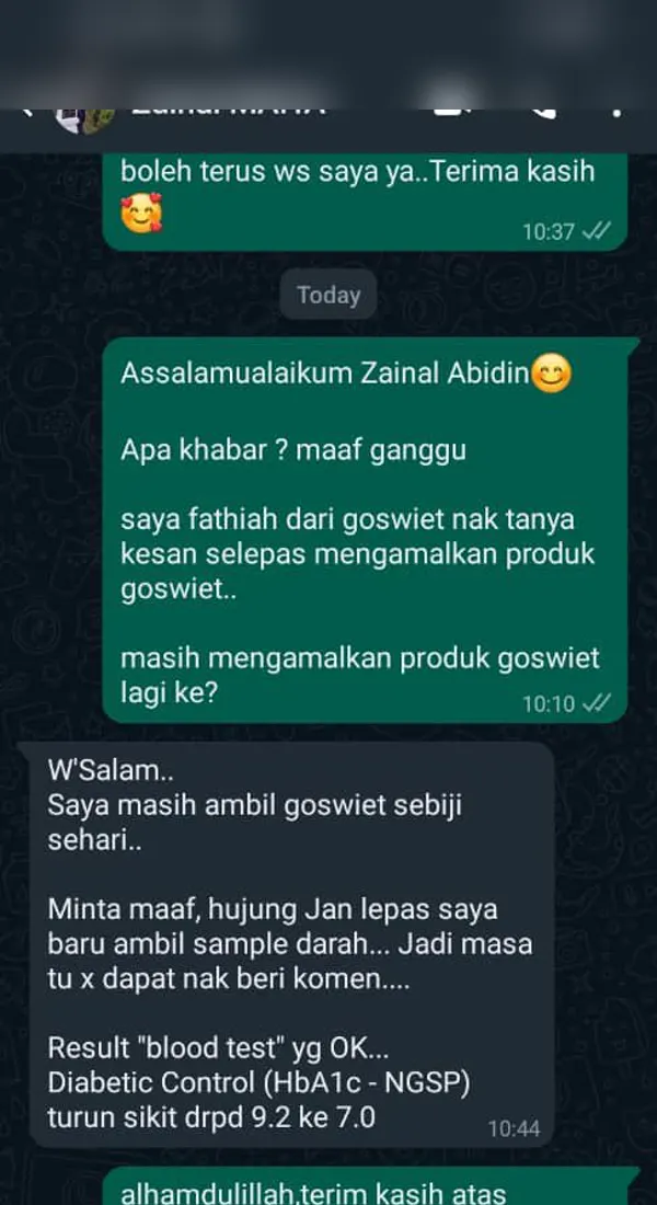 Testimoni: HbA1c 9.2 ke 7.0
